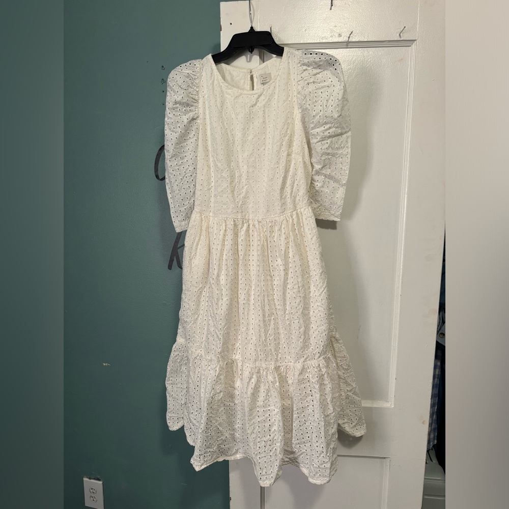 A New Day White Short Sleeve Dress S Small 100% Cotton